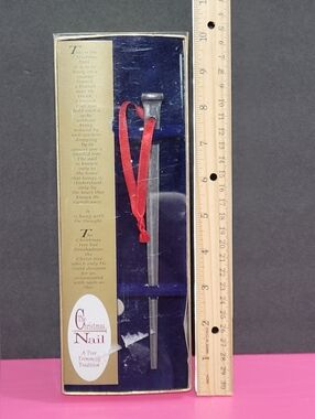 The Christmas Nail Tree Trimming Metal Ornament with Red Ribbon (0839)